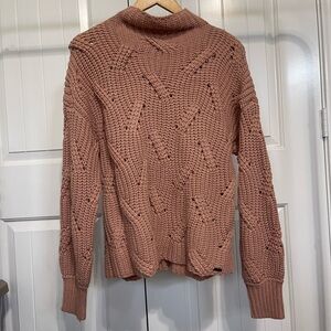 Cozy Knit Sweater in Warm Brown/pink